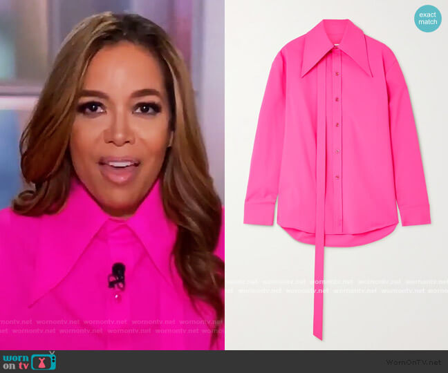 Christopher John Rogers Tie-detailed neon wool-blend shirt worn by Sunny Hostin on The View