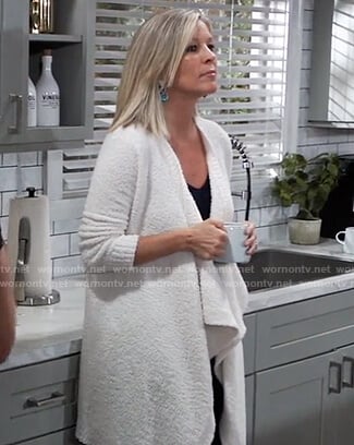 Carly’s white draped cardigan on General Hospital