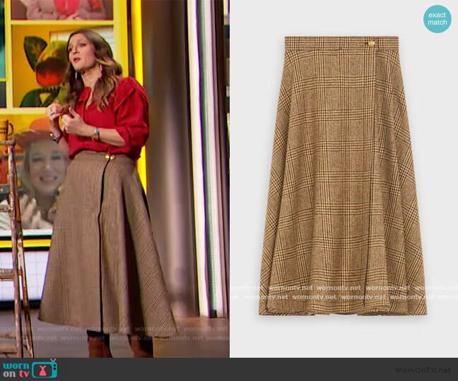 Celine 70s Skirt worn by Drew Barrymore on The Drew Barrymore Show