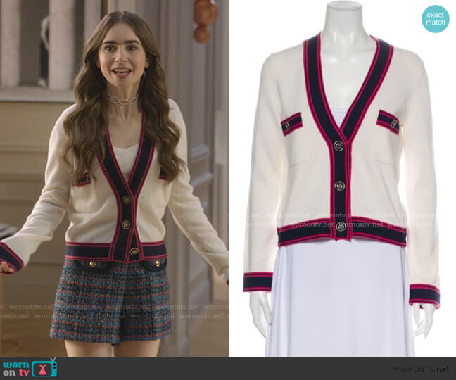 Chanel Cashmere Sweater worn by Emily Cooper (Lily Collins) on Emily in Paris