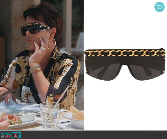 Chanel chain embellished sunglasses worn by Kris Jenner on Keeping Up with the Kardashians