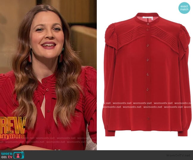 Chloe Silk shirt worn by Drew Barrymore on The Drew Barrymore Show
