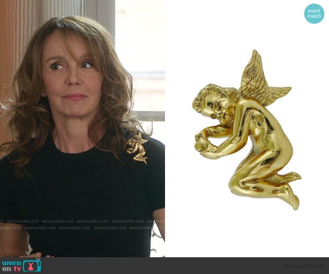 Christian Dior Vintage Gold Toned Cherub Brooch worn by Sylvie (Philippine Leroy-Beaulieu) on Emily in Paris