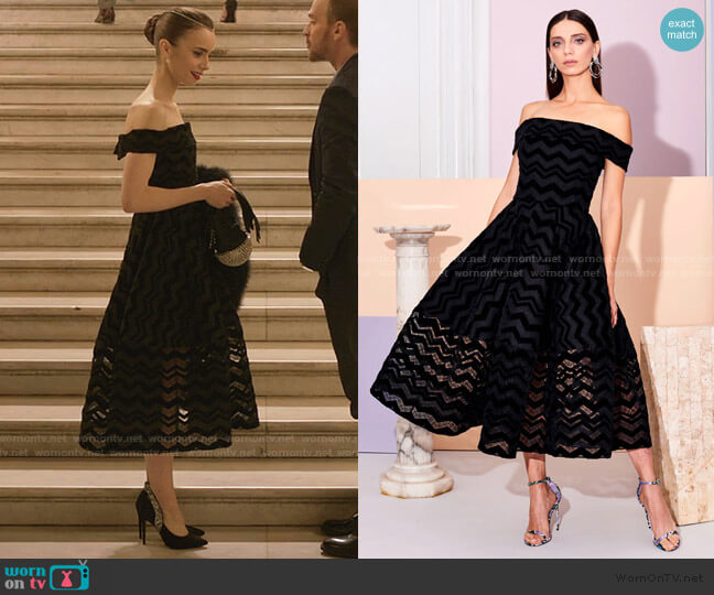 Christian Siriano Pre-Fall 2019 Collection worn by Emily Cooper (Lily Collins) on Emily in Paris