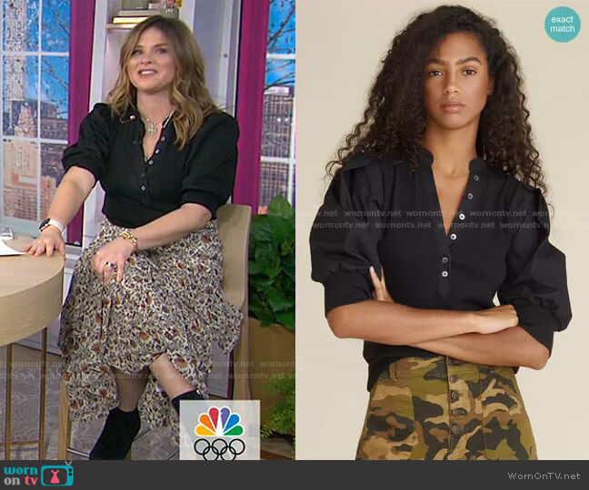 Veronica Beard Coralee Puff-Sleeve Top worn by Jenna Bush Hager on Today