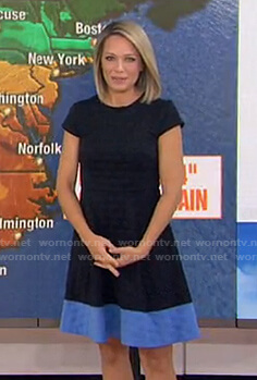 Dylan’s blue colorblock fit and flare dress on Today