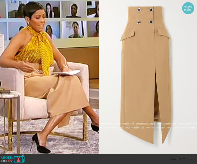David Koma Embellished wool-twill midi skirt worn by Tamron Hall on Tamron Hall Show