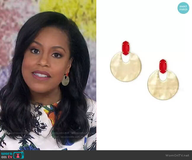 Kendra Scott Deena Gold Hoop Earrings worn by Sheinelle Jones on Today