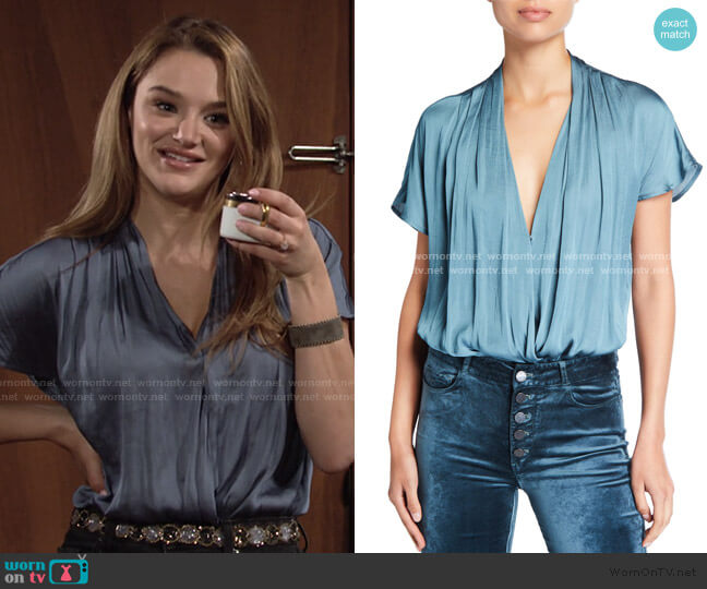 Paige Dijon Shirred Bodysuit worn by Summer Newman (Hunter King) on The Young and the Restless