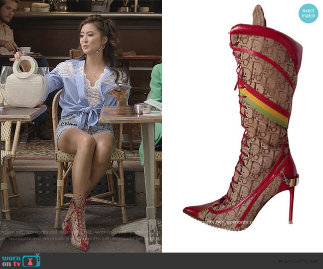 Dior Rasta Boots worn by Mindy Chen (Ashley Park) on Emily in Paris
