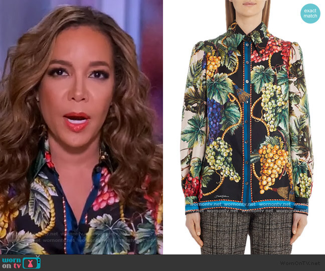 Dolce & Gabbana Print Silk Shirt worn by Sunny Hostin on The View