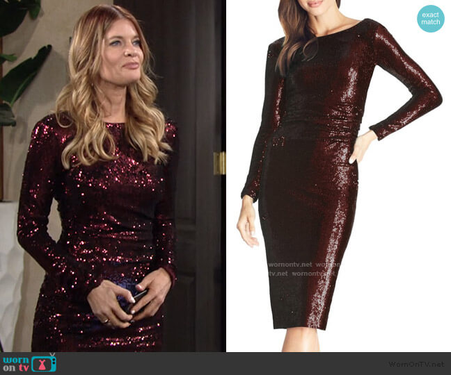 Dress the Population Emilia Sequin Cocktail Dress worn by Phyllis Summers (Michelle Stafford) on The Young and the Restless