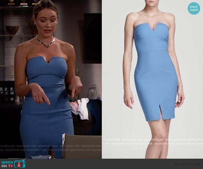 Elizabeth and James Naveen Dress in Mineral Blue worn by Flo Fulton (Katrina Bowden) on The Bold and the Beautiful