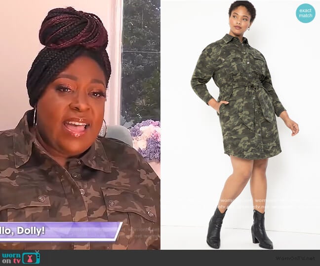 Eloquii Belted Camo Dress worn by Loni Love on The Real