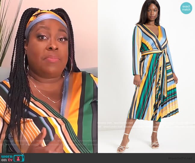 Eloquii Sunburst Pleated Midi Dress worn by Loni Love on The Real