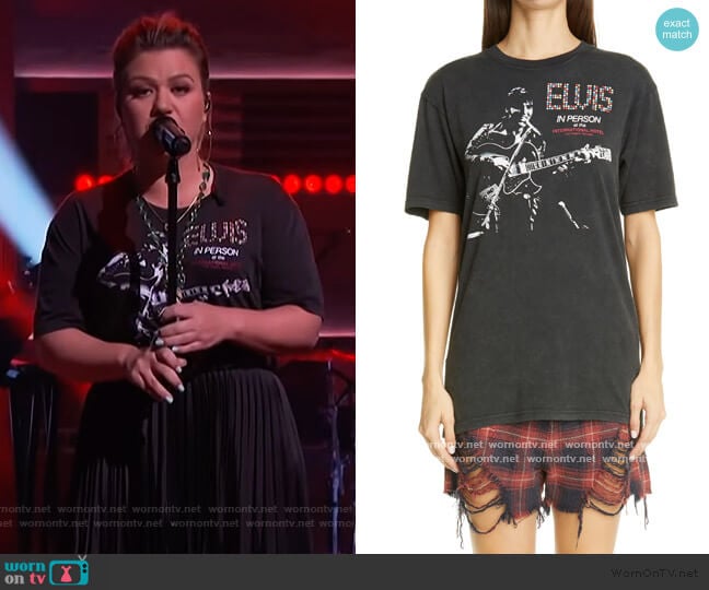R13 Elvis In Person Graphic Cotton Tee worn by Kelly Clarkson on The Kelly Clarkson Show