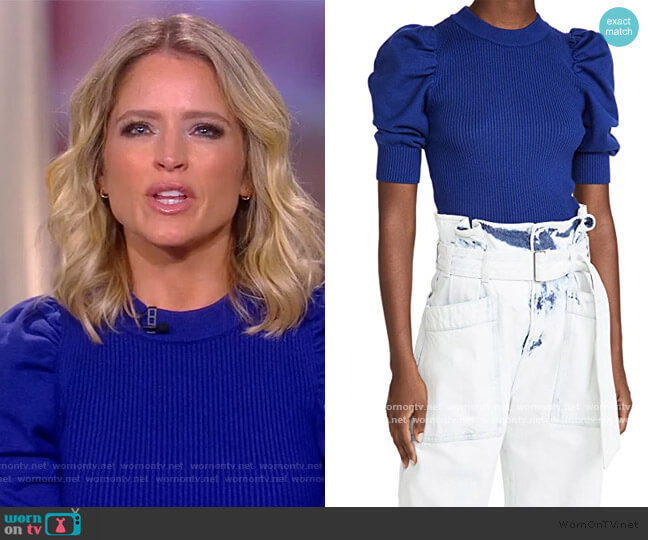 En Saison Puff Sleeve Sweater Top worn by Sara Haines on The View
