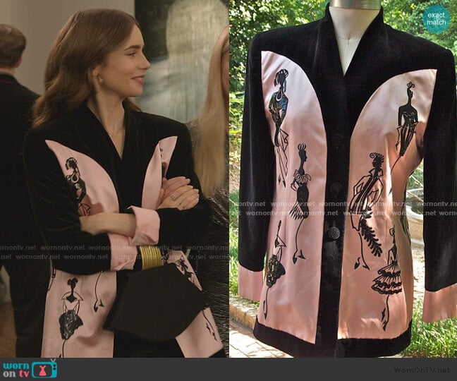 Escada Vintage Jacket worn by Emily Cooper (Lily Collins) on Emily in Paris