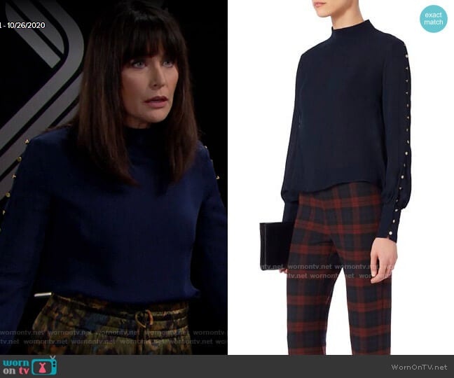 Exclusive for Intermix Candice Button Blouse worn by Quinn Fuller (Rena Sofer) on The Bold and the Beautiful