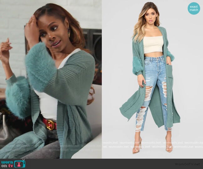 Fashion Nova Cuddle Season Cardigan worn by Candiace Dillard Bassett on The Real Housewives of Potomac