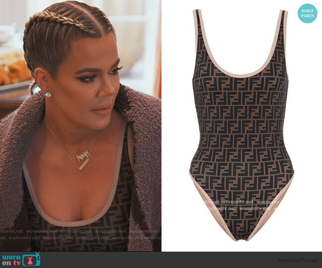 Fendi Reversible logo swimsuit worn by Khloe Kardashian on Keeping Up with the Kardashians