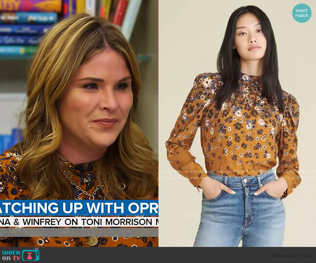 Veronica Beard Fey Floral Blouse worn by Jenna Bush Hager on Today