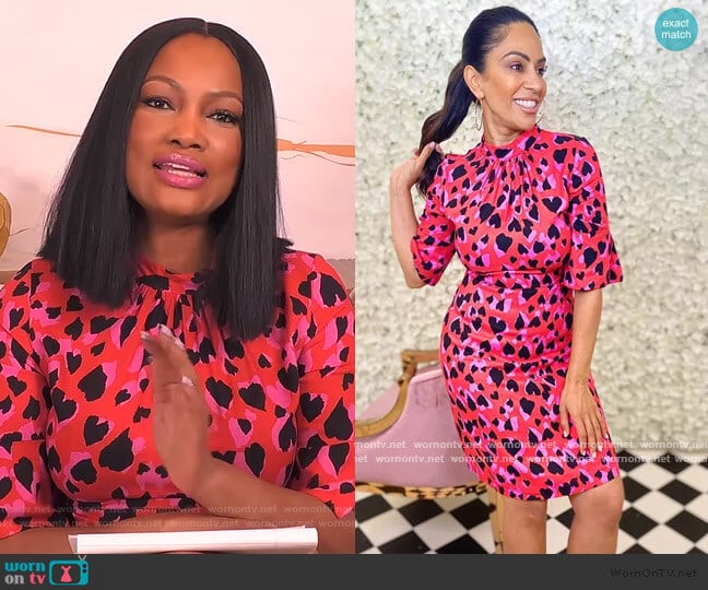 Forever Unique Red High Neck Mini Dress Heart Print worn by Garcelle Beauvais on The Real