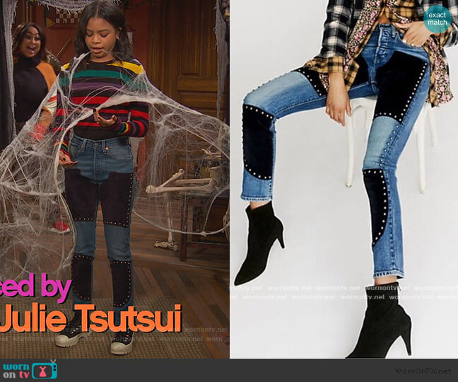 Free people x Levi Suede Studded 501 worn by Nia Baxter (Navia Robinson) on Ravens Home