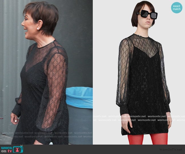 Gucci GG crystal tulle short dress worn by Kris Jenner on Keeping Up with the Kardashians