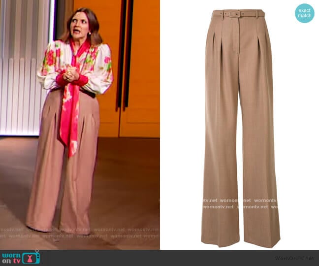 Gabriela Hearst Dora belted wide-leg trousers worn by Drew Barrymore on The Drew Barrymore Show