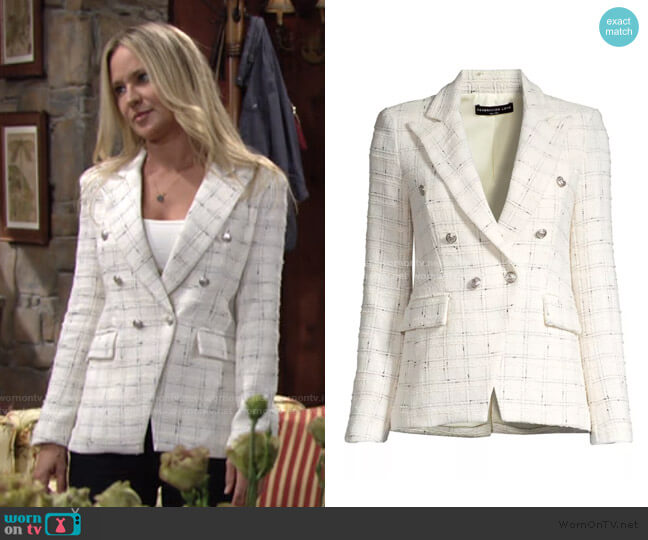 Generation Love Alexa Bouclé Tweed Blazer worn by Sharon Newman (Sharon Case) on The Young and the Restless