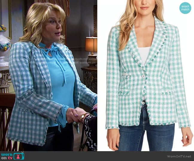 CeCe by Cynthia Steffe Gingham Tweed Jacket worn by Bonnie Lockhart (Judi Evans) on Days of our Lives
