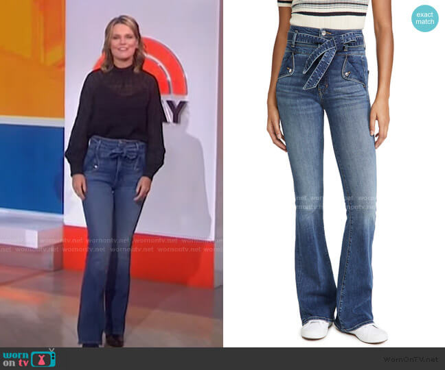 Veronica Beard Giselle High-Rise Skinny Flare Jean worn by Savannah Guthrie on Today