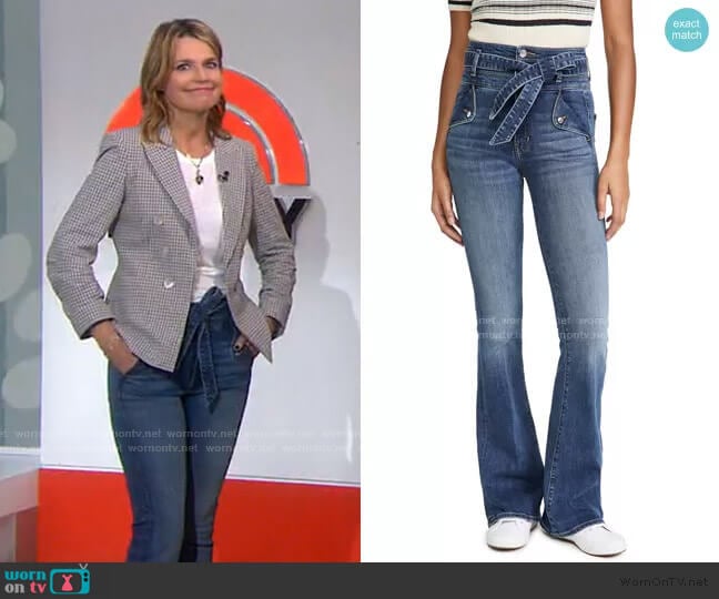 Veronica Beard Giselle High-Rise Skinny Flare Jean worn by Savannah Guthrie on Today