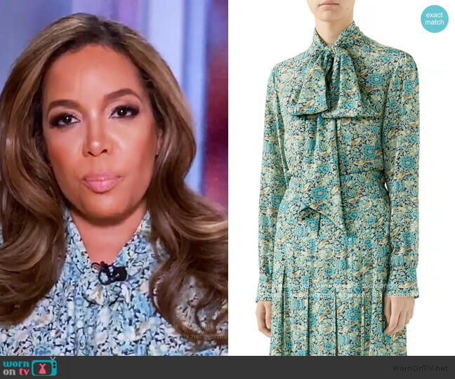 Gucci Liberty Floral Crêpe Shirt worn by Sunny Hostin on The View