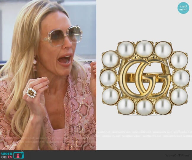 Gucci Pearl Double G ring worn by Braunwyn Windham-Burke on The Real Housewives of Orange County