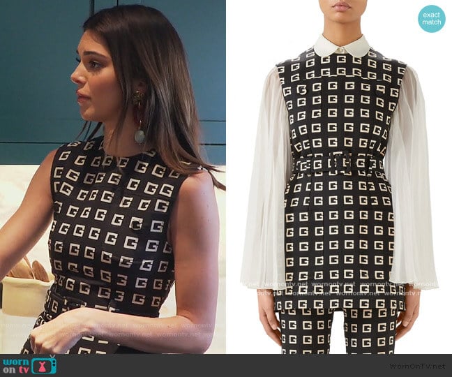 Gucci Square-G Logo Print Belted Faille Tunic worn by Kendall Jenner on Keeping Up with the Kardashians