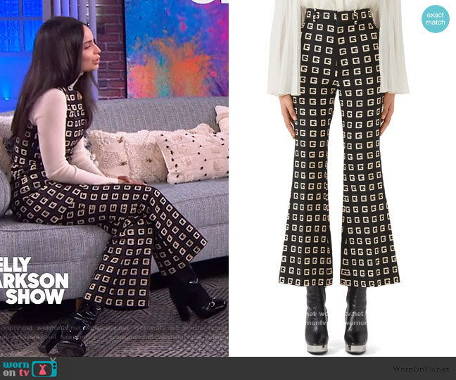Gucci Square-G Logo Print Faille Crop Flare Pants