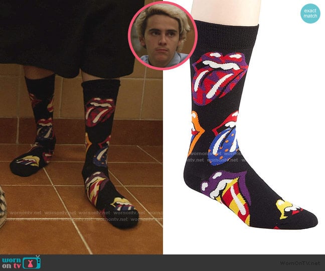 Happy Socks Rolling Stones Out Of Control Socks worn by Fraser Wilson (Jack Dylan Grazer) on We Are Who We Are