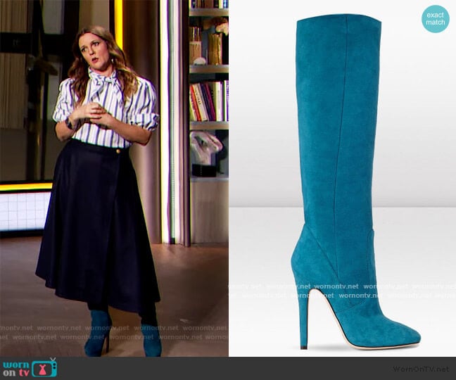 Jimmy Choo Suede Boots worn by Drew Barrymore on The Drew Barrymore Show