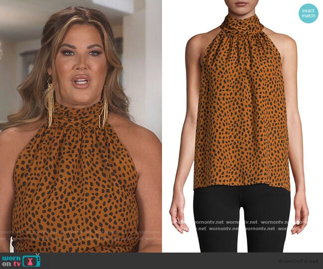 Joie Erola Cheetah-Print Halter Top worn by Emily Simpson on The Real Housewives of Orange County