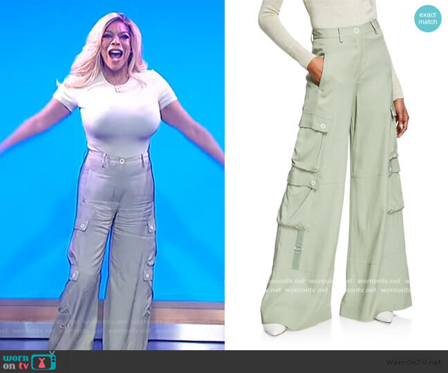Jonathan Simkhai Lux Twill Wide-Leg Cargo Pants worn by Wendy Williams on The Wendy Williams Show