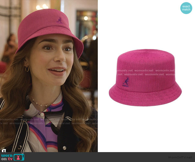 Kangol Tropic Bin Bucket Hat worn by Emily Cooper (Lily Collins) on Emily in Paris