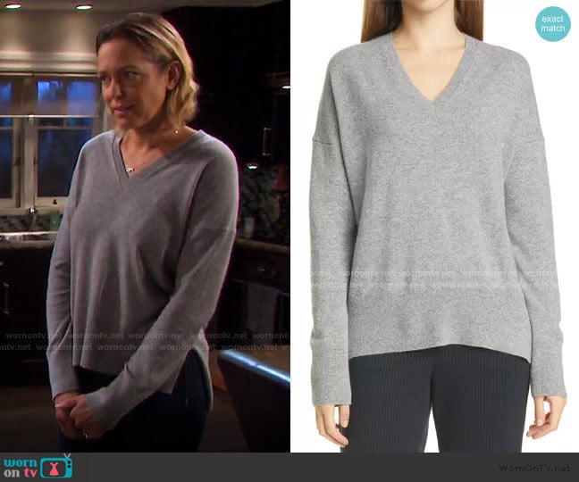 Theory Karenia V-Neck Cashmere Sweater worn by Nicole Walker (Arianne Zucker) on Days of our Lives