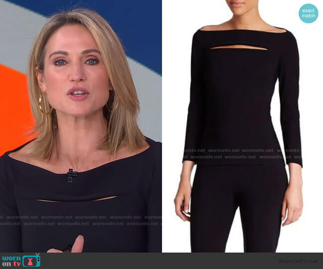 Chiara Boni La Petite Robe Katy Slit-Front Top worn by Amy Robach on Good Morning America