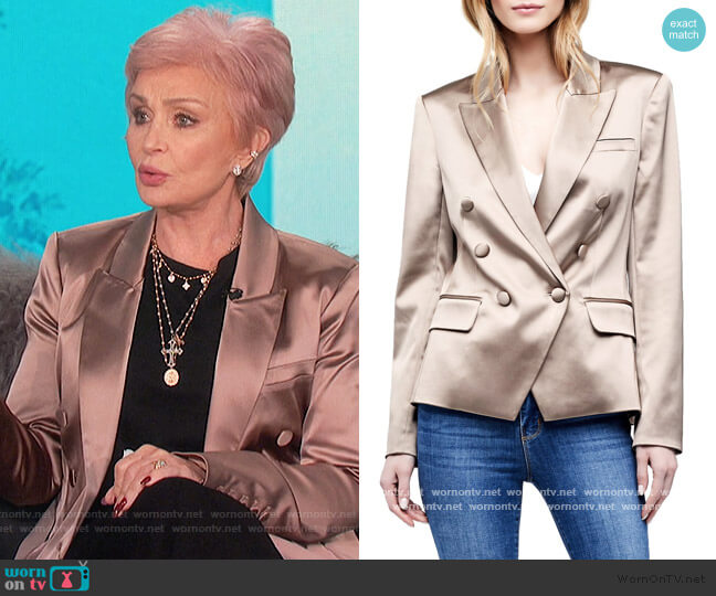 L'Agence Kenzie Satin Double Breasted Blazer worn by Sharon Osbourne on The Talk