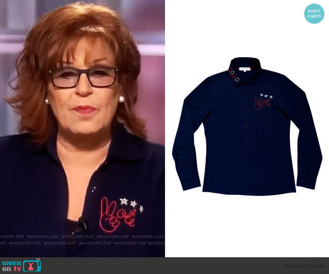 Lingua Franca Vote Pique Cotton Shirt worn by Joy Behar on The View