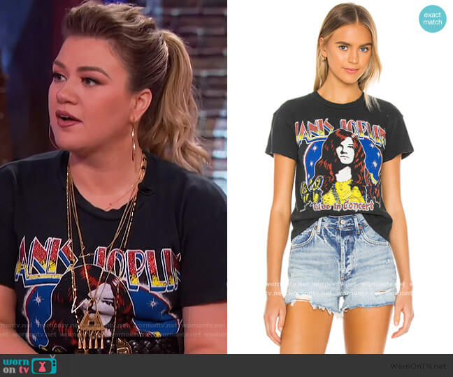 Madeworn Janis Joplin Glitter Tee worn by Kelly Clarkson on The Kelly Clarkson Show