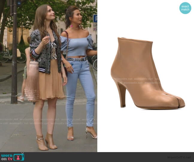 Maison Margiela Tabi Ankle Boots worn by Emily Cooper (Lily Collins) on Emily in Paris
