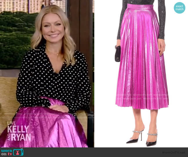 Christopher Kane Metallic maxi skirt worn by Kelly Ripa on Live with Kelly and Mark